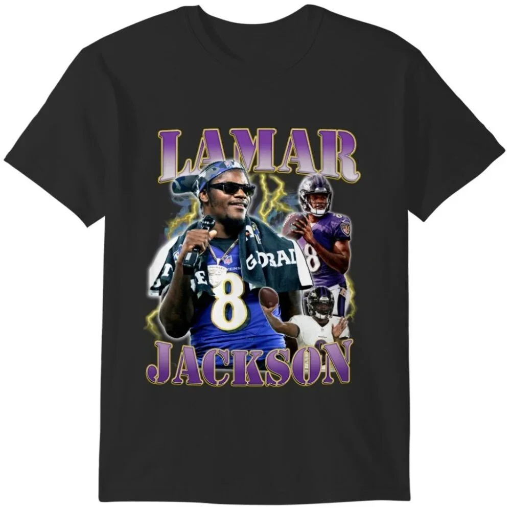 Lamar Jackson 90s Style Bootleg Shirt Baltimore Ravens NFL Football 90